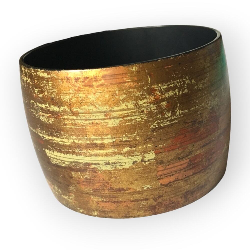 Gorgeous faux weathered copper design wide plastic bangle bracelet